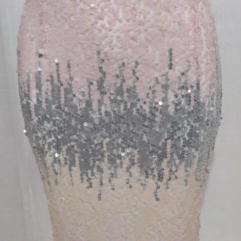 L’Atiste NWT Ombre Sequin Bodycon Dress Strapless High Neck Party Cocktail Large - Picture 6 of 16